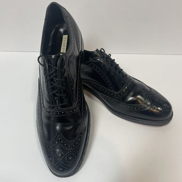 FLORSHEIM Black Lexington Oxford Wingtip Dress Shoe Men's Size 10 1/2 D 76403 - Picture 1 of 12